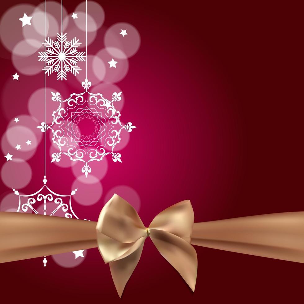 Abstract Beauty Christmas and New Year Background with Bow Ribbon. Vector Illustration