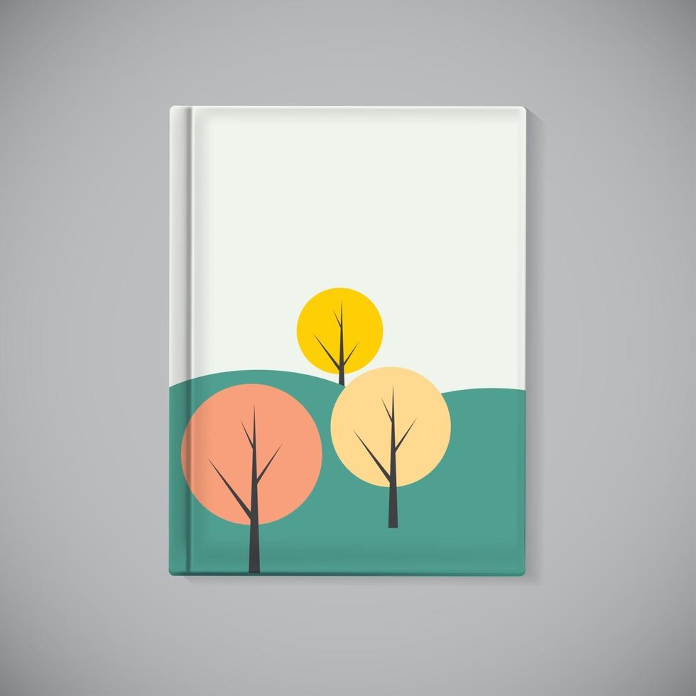Book Cover Template with Simple Autumn Tree Background Vector Il
