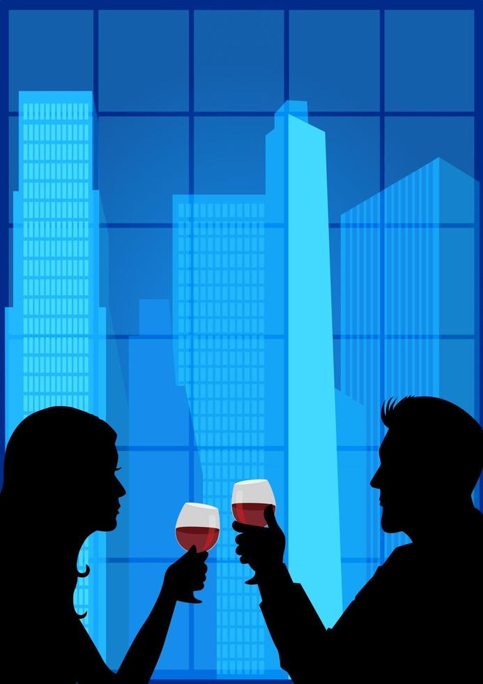 Couple Dating with cityscape vector