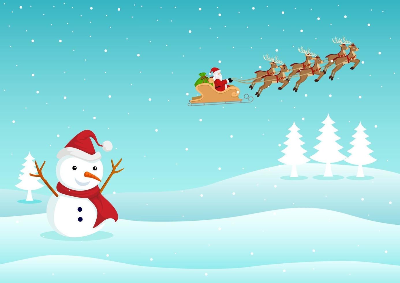 muñeco de nieve y santa claus para el tema y el fondo navideños vector