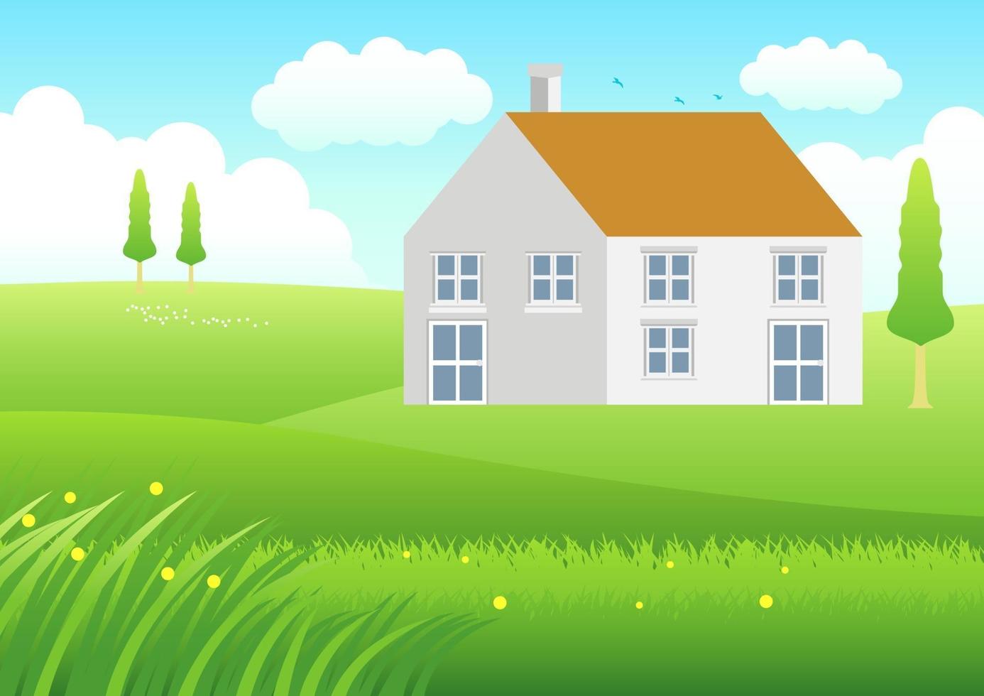 House On Meadow vector