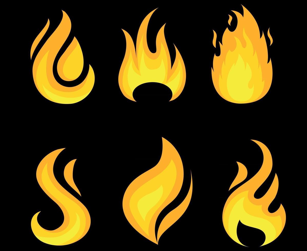 fire torch Collection icons flame vector illustration abstract design with Background black