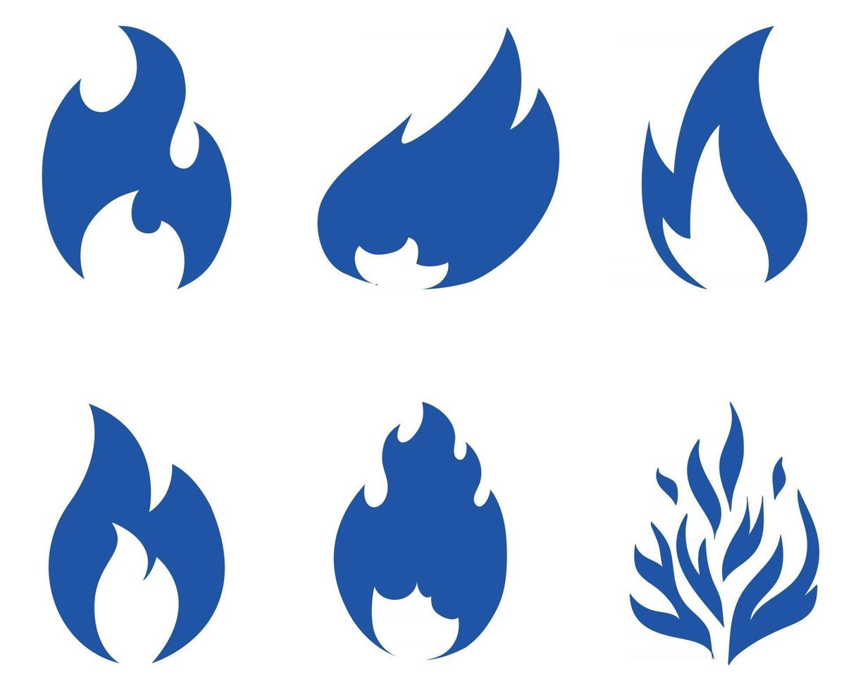 Ilustración de icono de diseño azul de colección de antorcha de fuego abstracto con fondo blanco vector