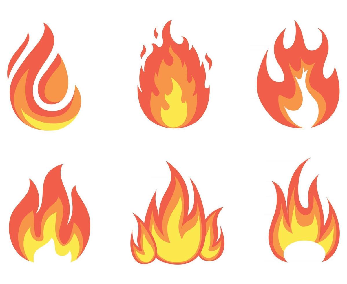 Ilustración de vector de antorcha de fuego llama diseño abstracto con fondo blanco