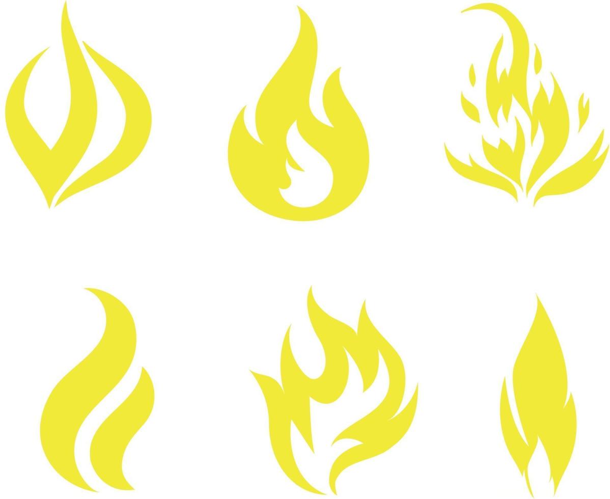 fire torch Yellow Collection vector abstract flame illustration design with Background White