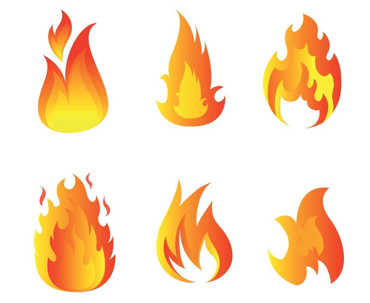 design torch Fire Collection symbols flame abstract illustration vector on Background White