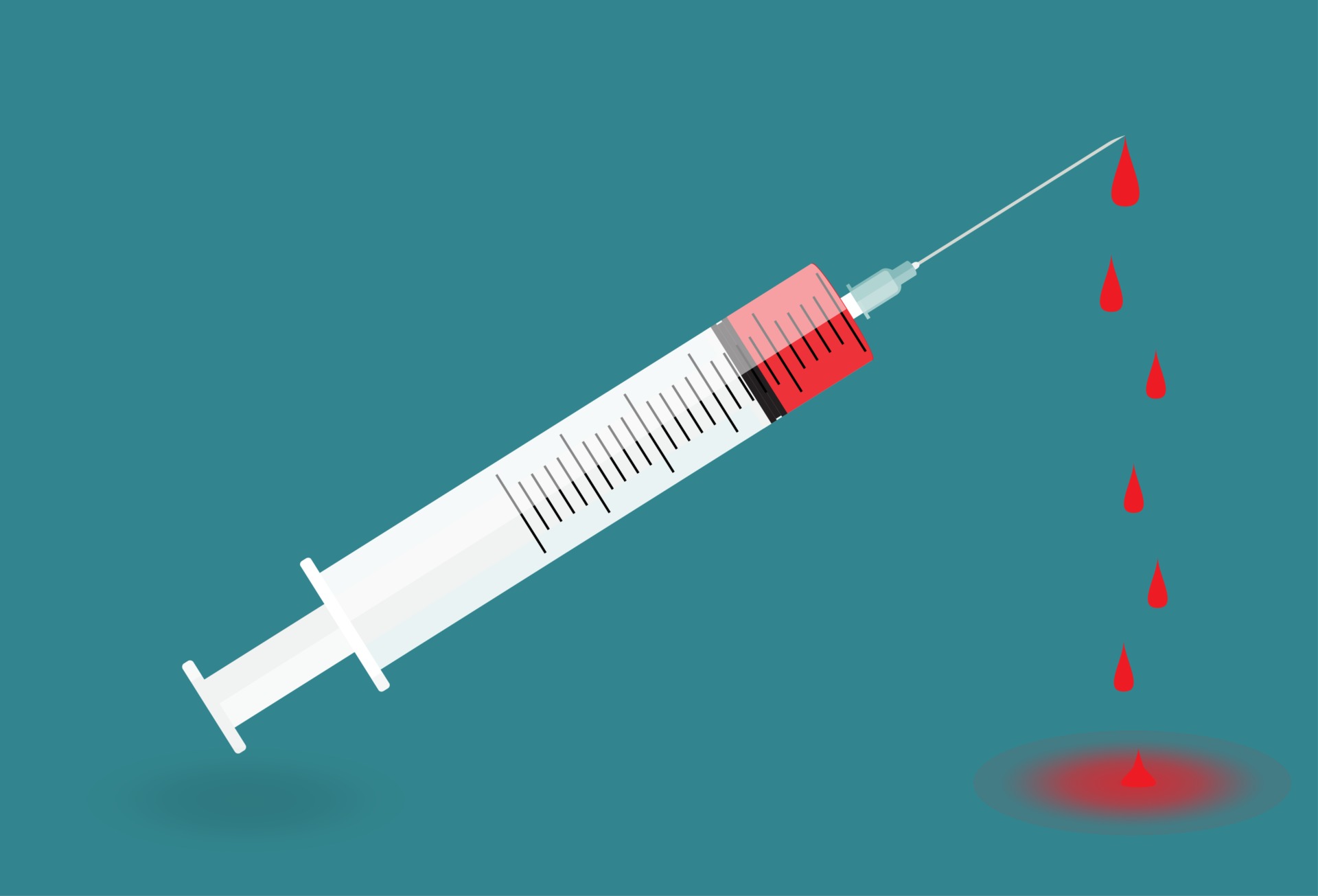 Syringe with needle on blue background - shot. Vector Illustra 2849137 ...