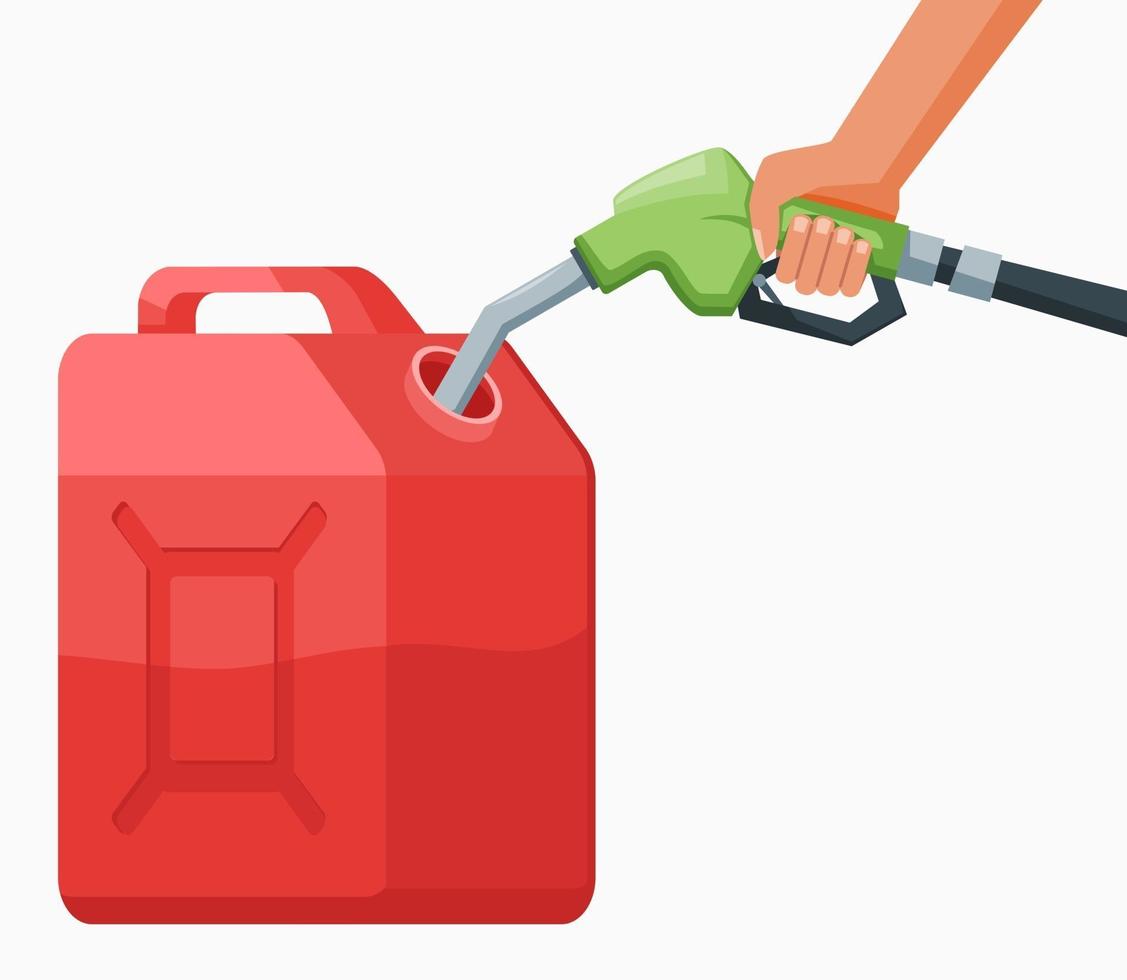 Filling in Gasoline to Plastic Jerry Can vector