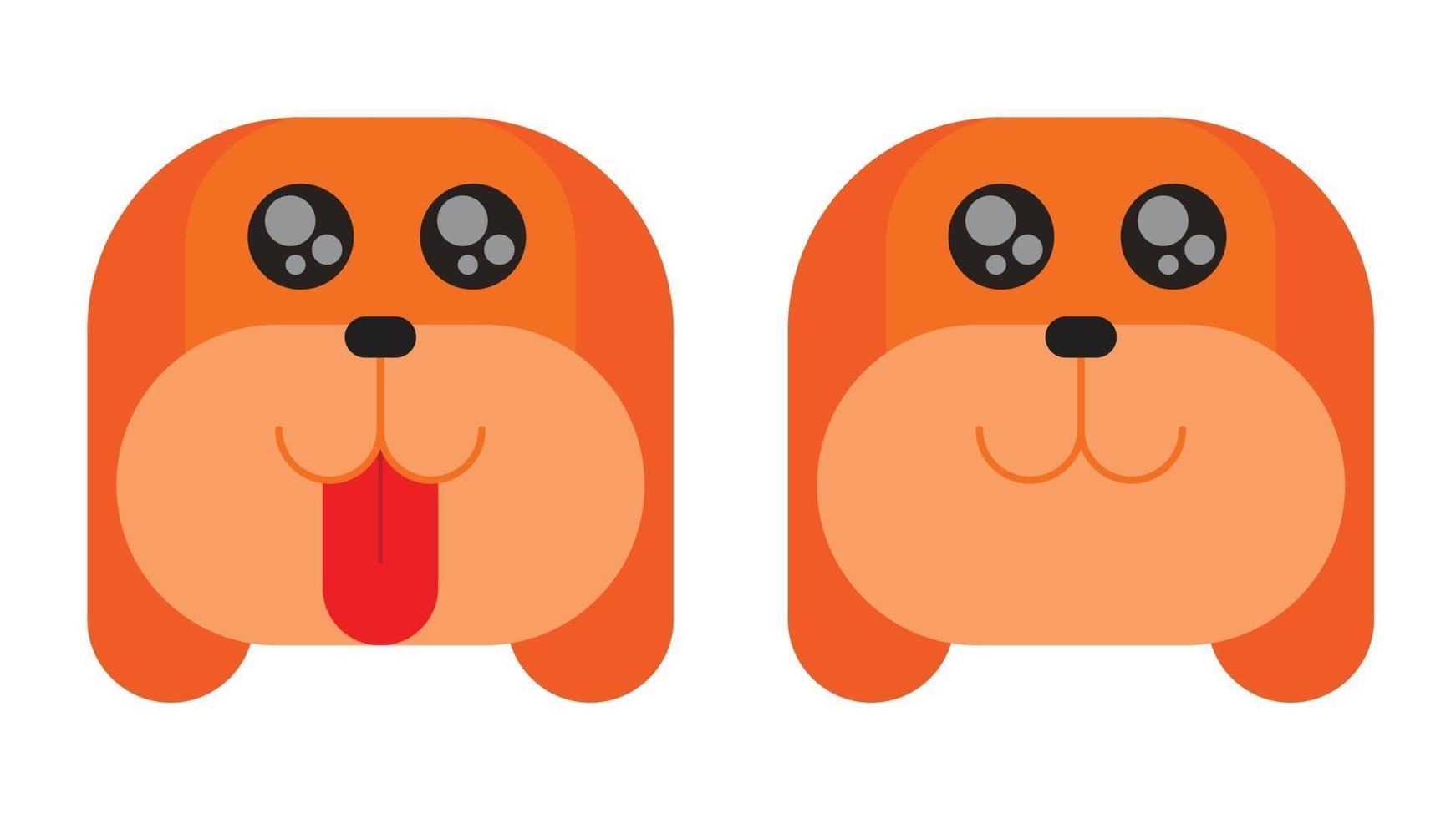 Diseño plano lindo rostro de perro con lengua o sin lengua. ilustración vectorial. vector