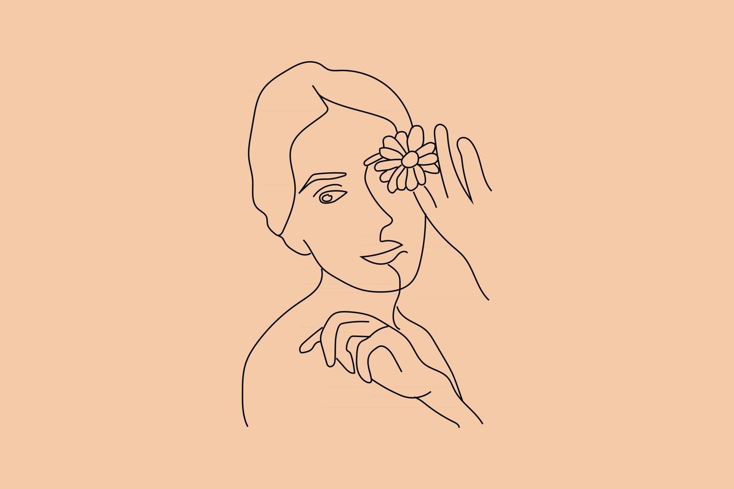 Abstract  hand drawn line drawing minimal woman portrait and body Vector illustration Contemporary portrait