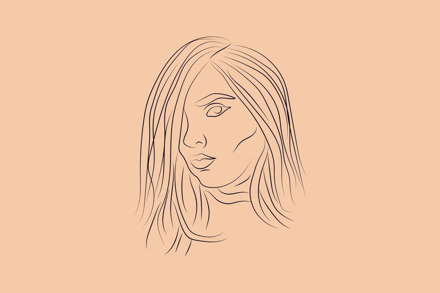 Abstract  hand drawn line drawing minimal woman portrait and body Vector illustration Contemporary portrait