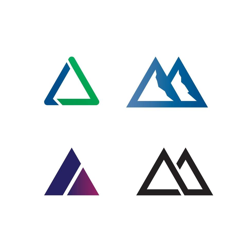 Diseño de logotipo de pirámide triangular y símbolo de vector egipcio y logotipo de empresa