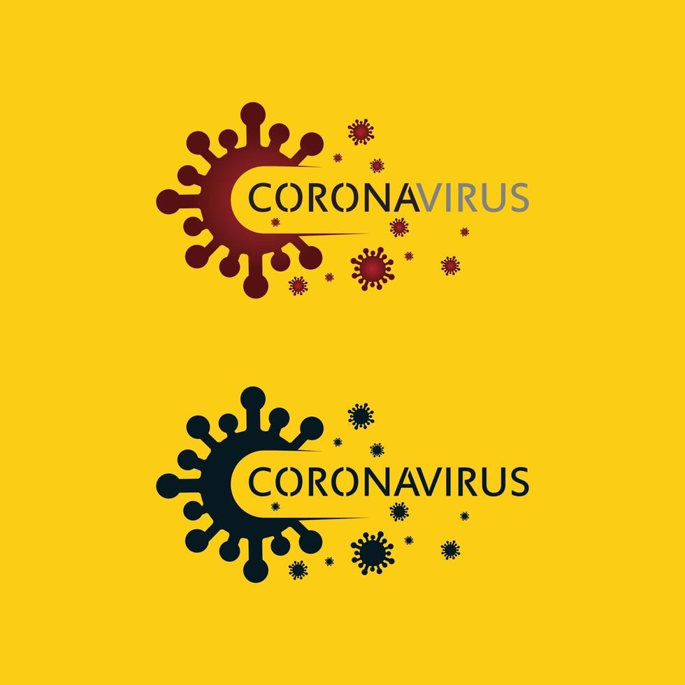 corona virus logo vector de virus, logo de vacuna, icono de bacteria de infección y peligro de atención médica distanciamiento social pandemia covid 19