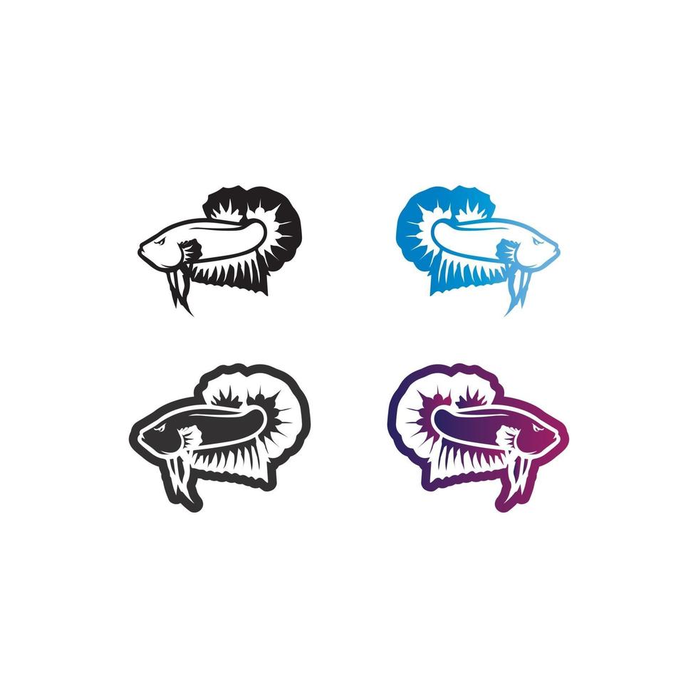 Fish animal aquatic logo beta fish design vector and illustration