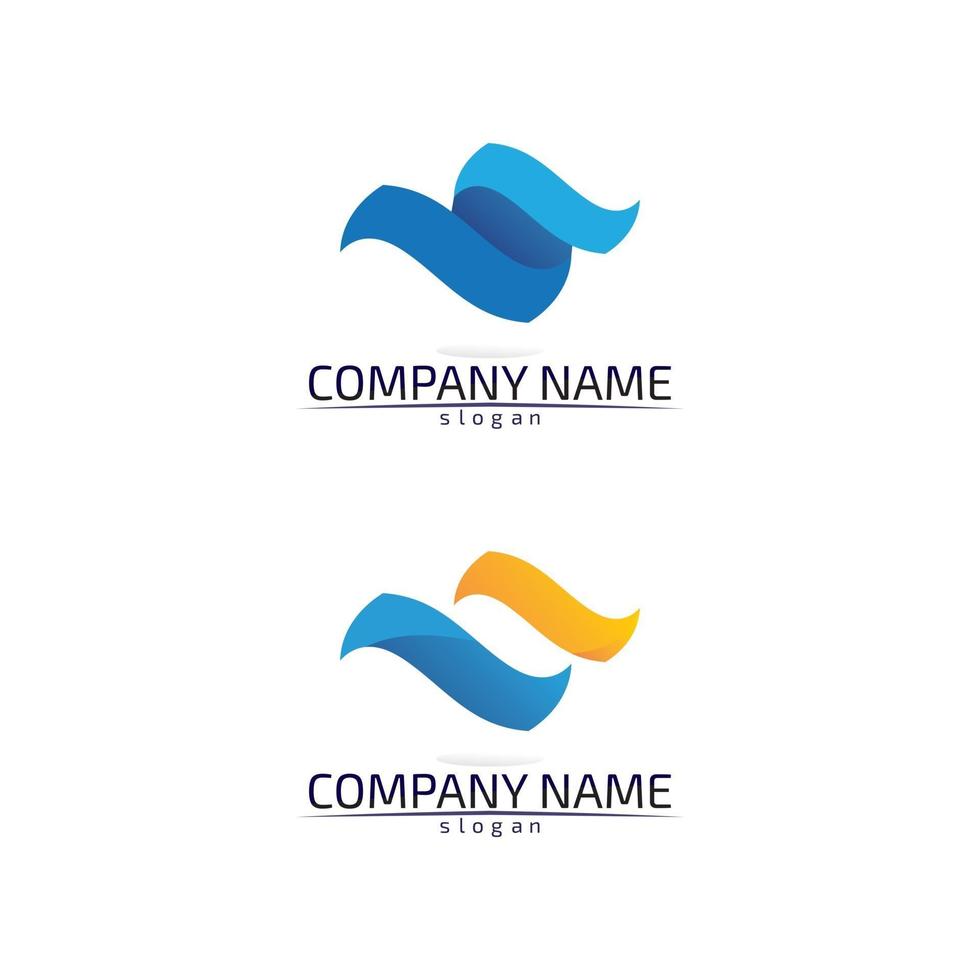 ondas, logotipo de playa de agua y aplicación de iconos de plantilla de símbolos azules vector