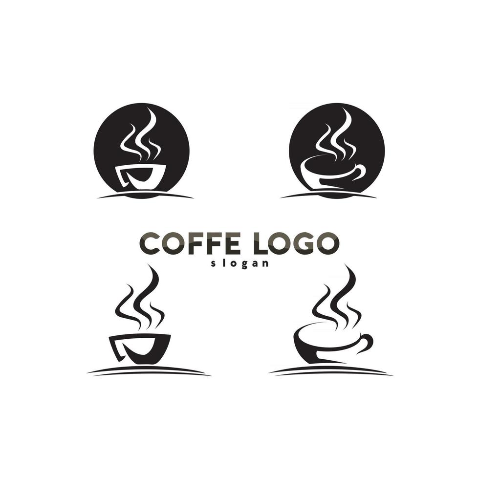 diseño de icono de vector de plantilla de logotipo de taza de café y café negro