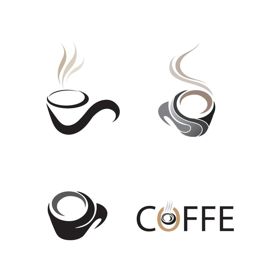 diseño de icono de vector de plantilla de logotipo de taza de café y café negro