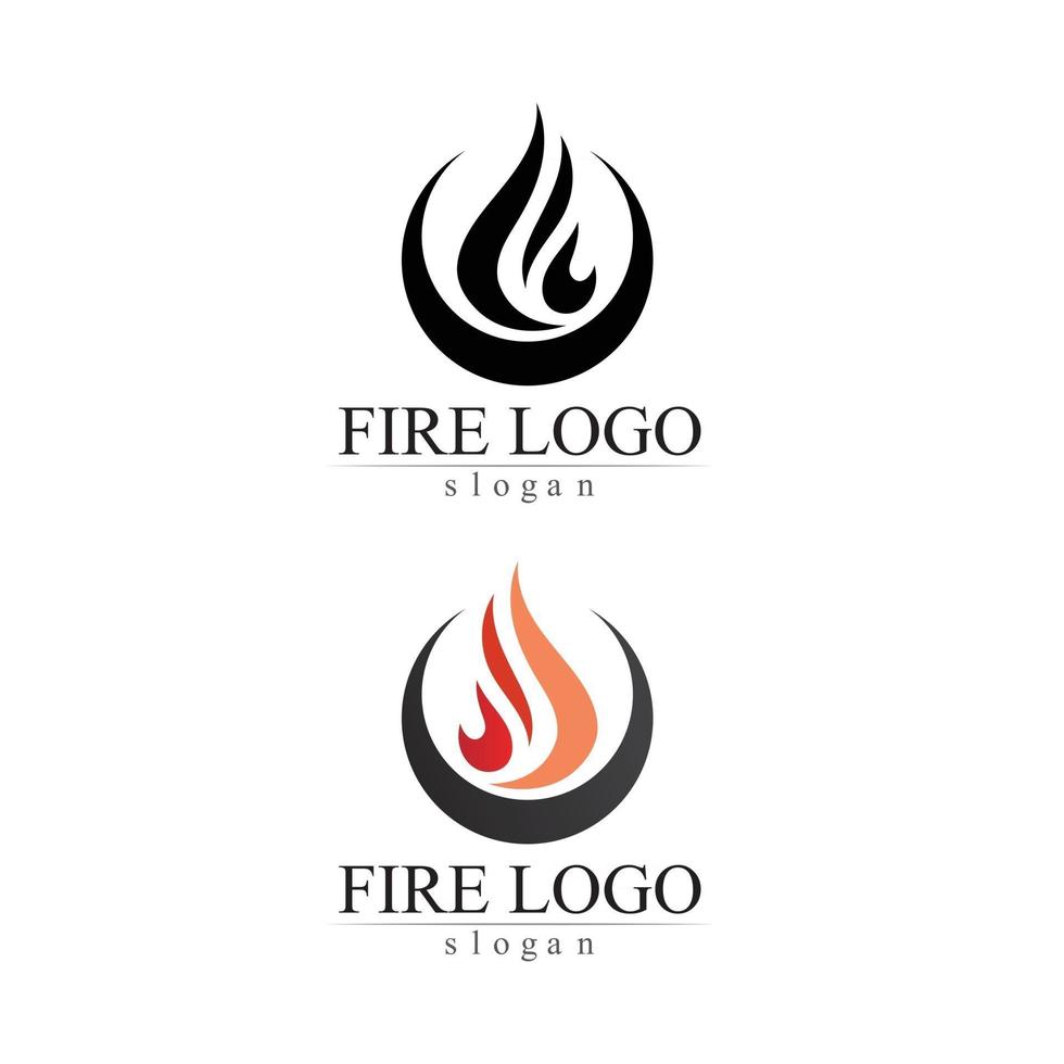 fuego, llama, naturaleza, logotipo, y, símbolos, iconos, plantilla, vector