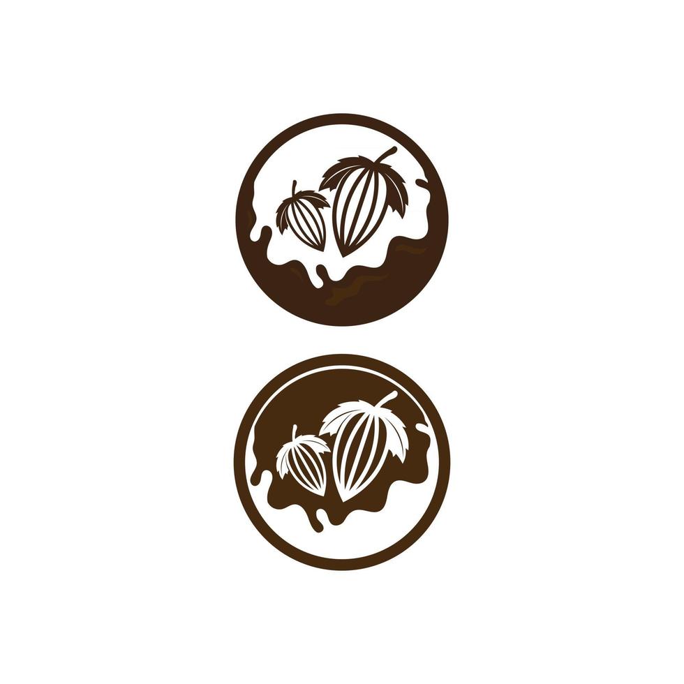 logotipo de chocolate e icono de cacao y diseño vectorial nuez y nuez deliciosa vector