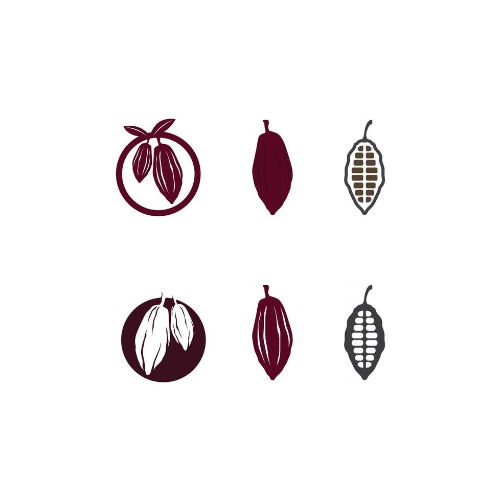 logotipo de chocolate e icono de cacao y diseño vectorial nuez y nuez deliciosa vector