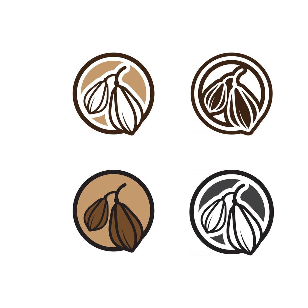 logotipo de chocolate e icono de cacao y diseño vectorial nuez y nuez deliciosa vector