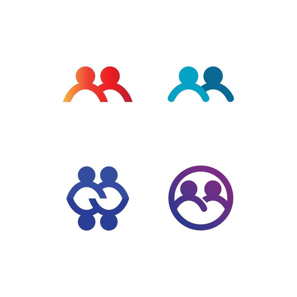 logotipo de personas, equipo, trabajo exitoso de personas, grupo y comunidad, logotipo de empresa y negocio de grupo y cuidado de diseño, icono familiar logotipo de éxito vector