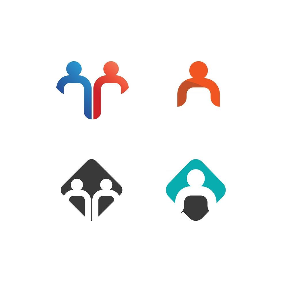 logotipo de personas, equipo, trabajo exitoso de personas, grupo y comunidad, logotipo de empresa y negocio de grupo y cuidado de diseño, icono familiar logotipo de éxito vector