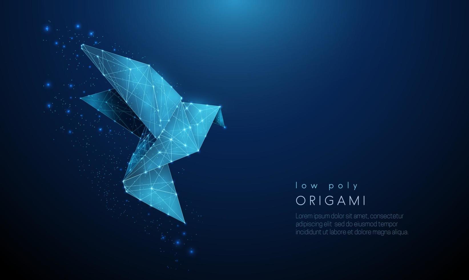 Abstract paper origami bird. Low poly style design. vector