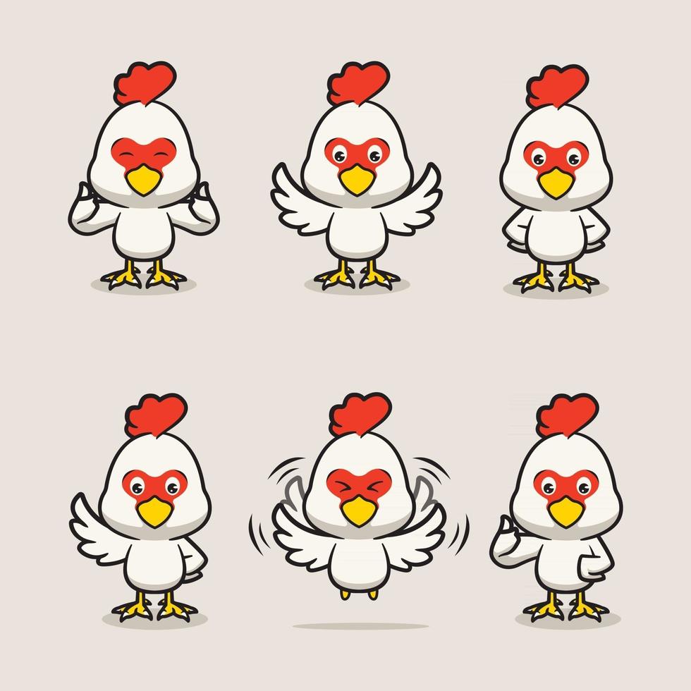 Set of cute chicken illustration vector