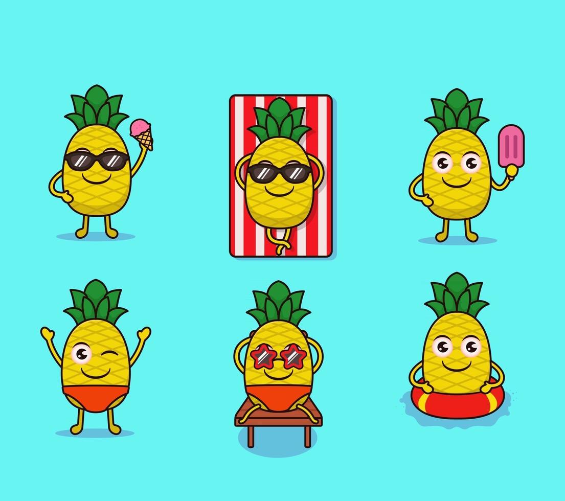 linda piña de verano vector