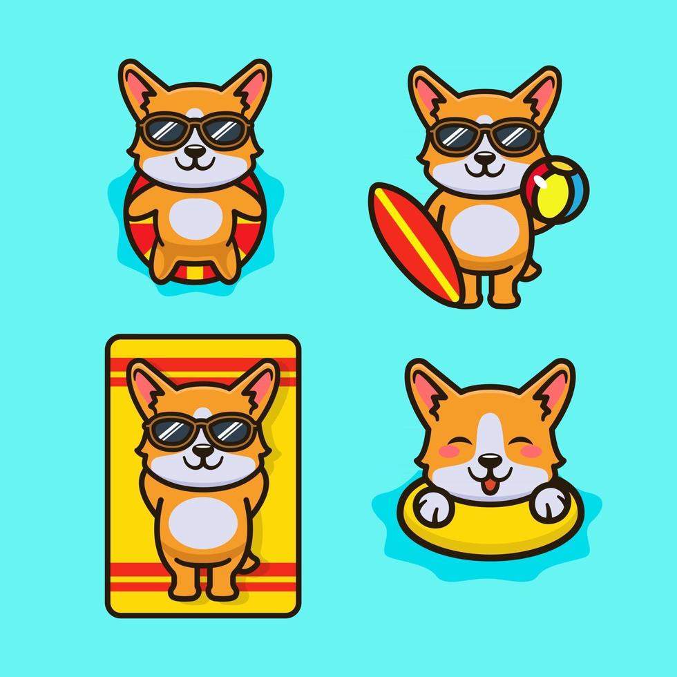 diseño de perro corgi de verano vector