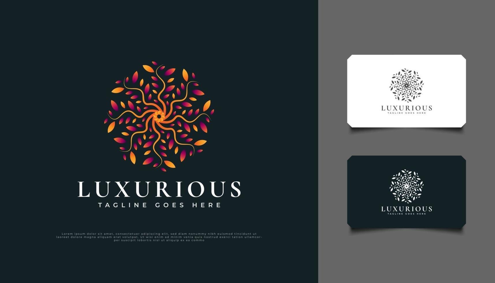 Luxurious Nature Floral Leaf Ornament Logo, Suitable for Spa, Beauty, Resort, or Cosmetic Product Brand Identity. Colorful Mandala Logo vector