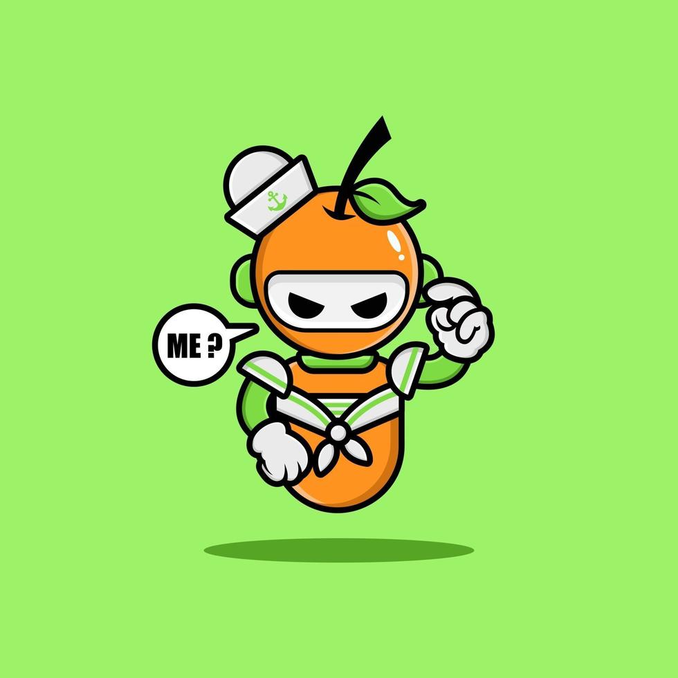 robot naranja con uniforme azul marino vector