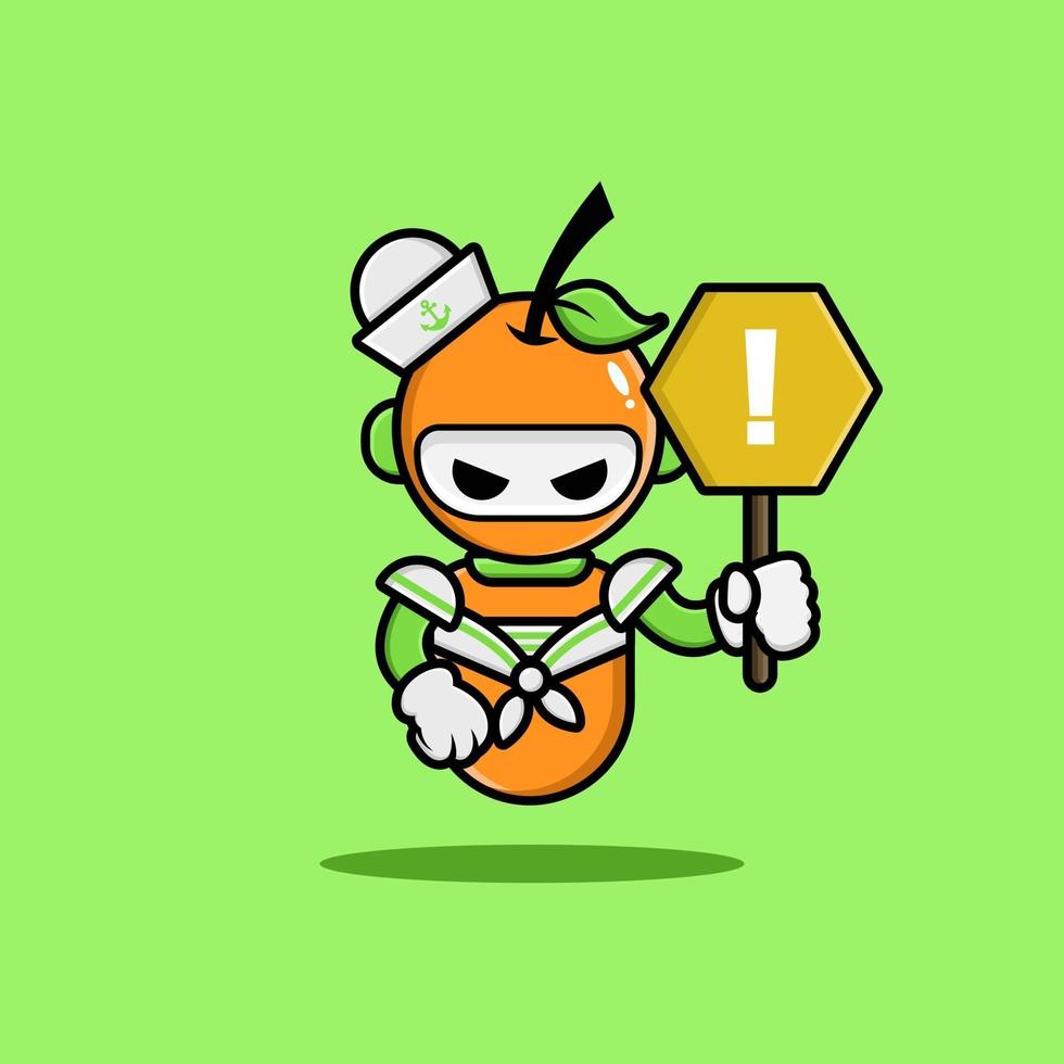 robot naranja con uniforme azul marino vector