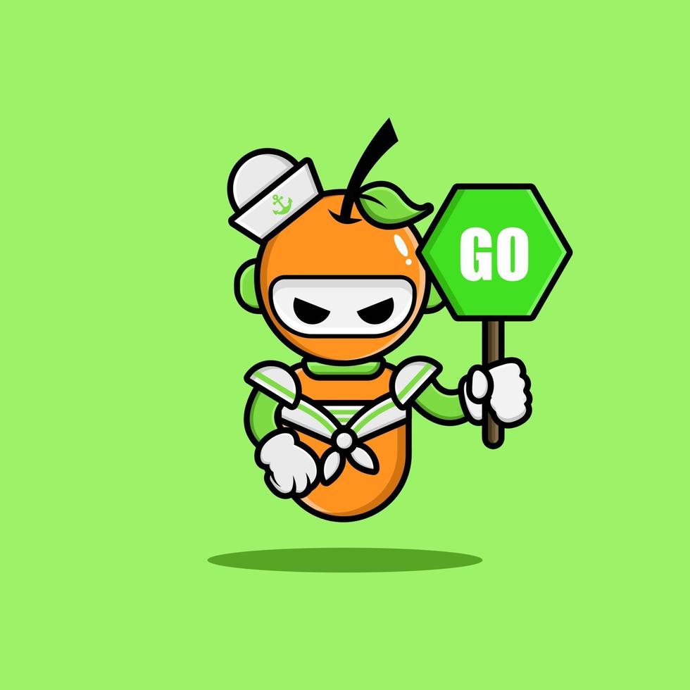 Orange robot wearing navy uniform vector