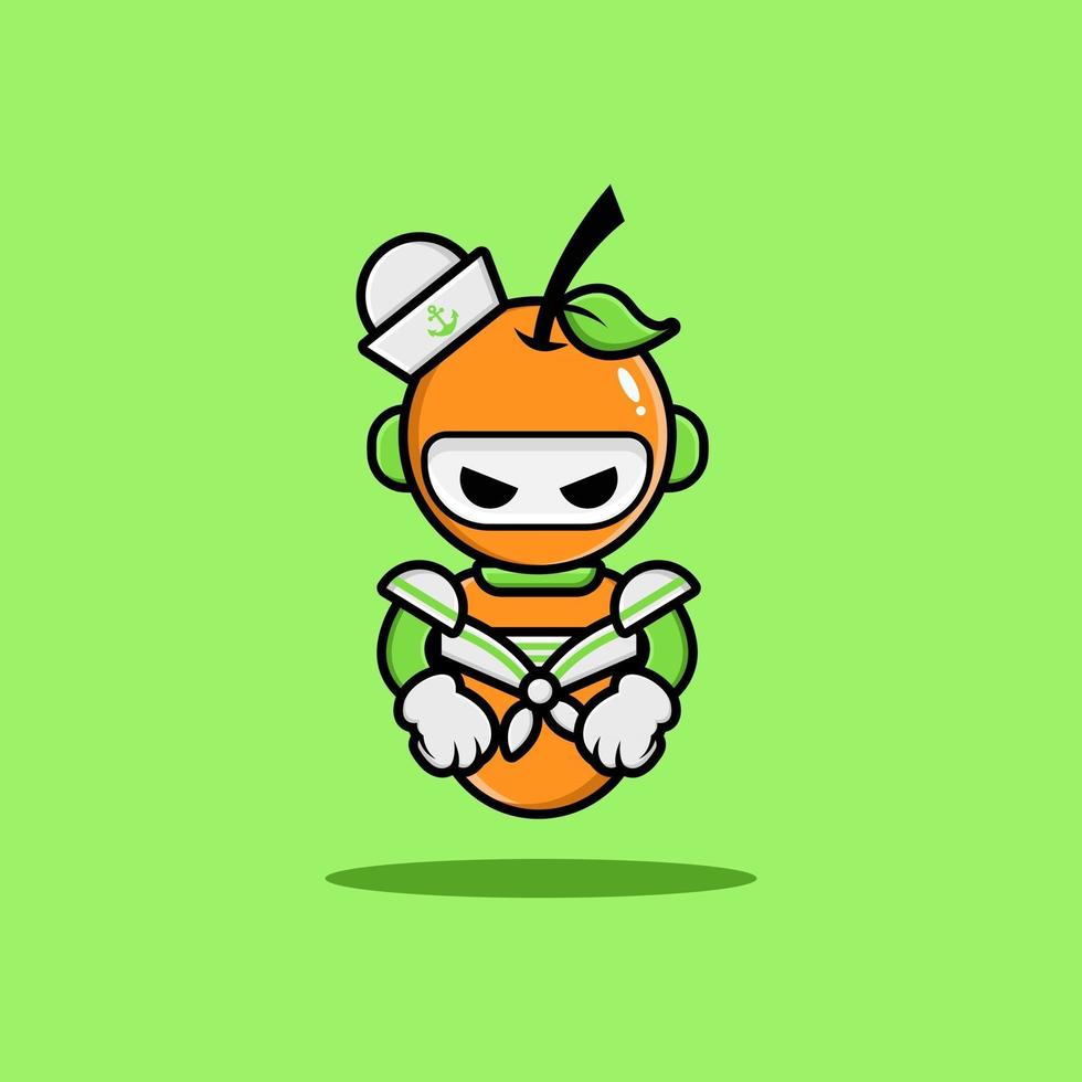 robot naranja con uniforme azul marino vector