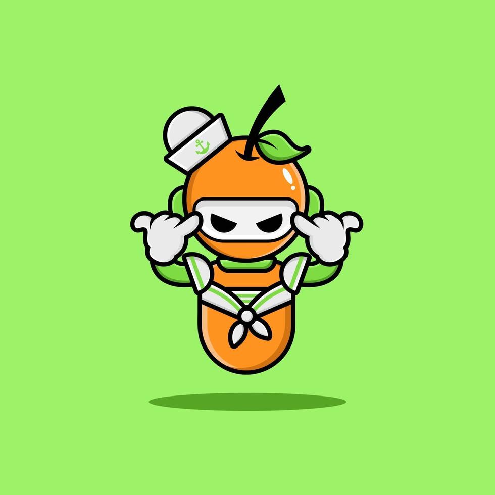 robot naranja con uniforme azul marino vector