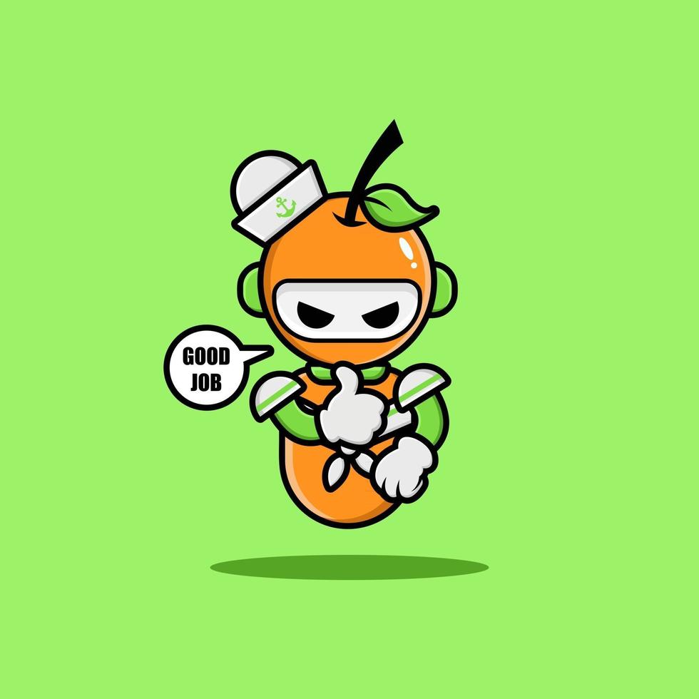 robot naranja con uniforme azul marino vector