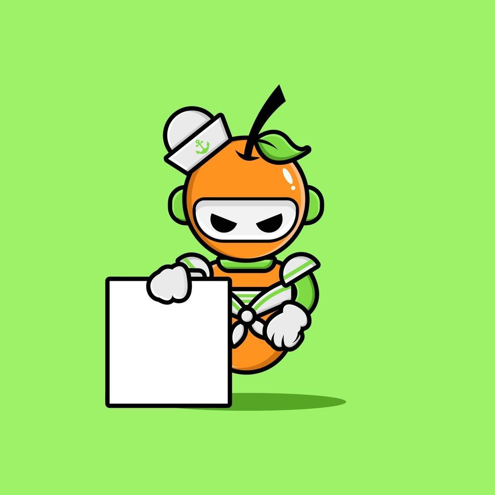 robot naranja con uniforme azul marino vector