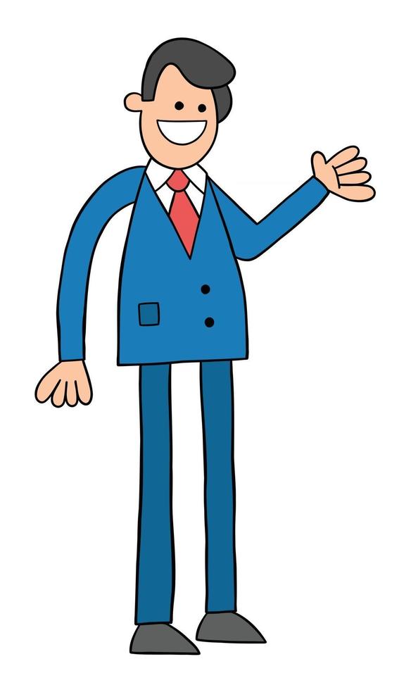 Cartoon Happy Businessman Standing Vector Illustration