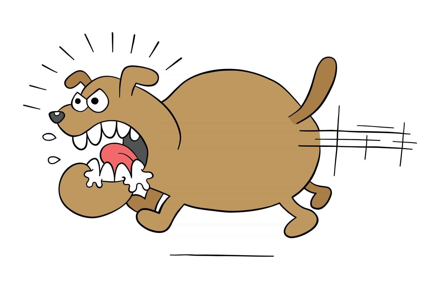 Cartoon Angry and Big Dog Running Vector Illustration