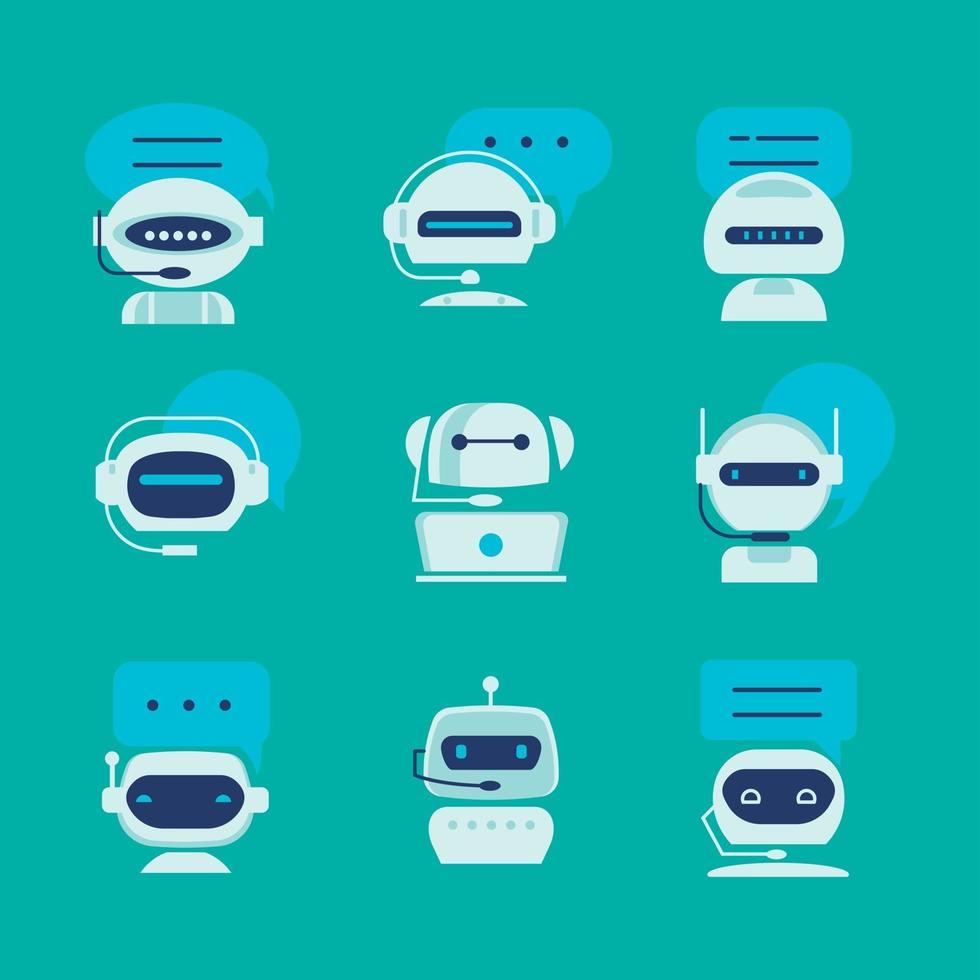 Download Artificial Intelligence Chatbot Icons Set 2850103 Vector Art at Vecteezy