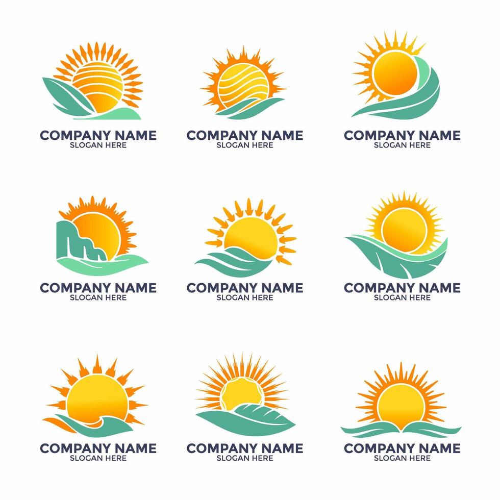 conjunto de sol moderno para logo vector