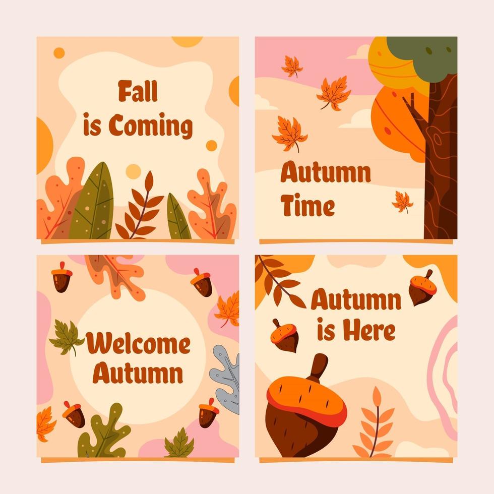 Fall Autumn Card Collection vector