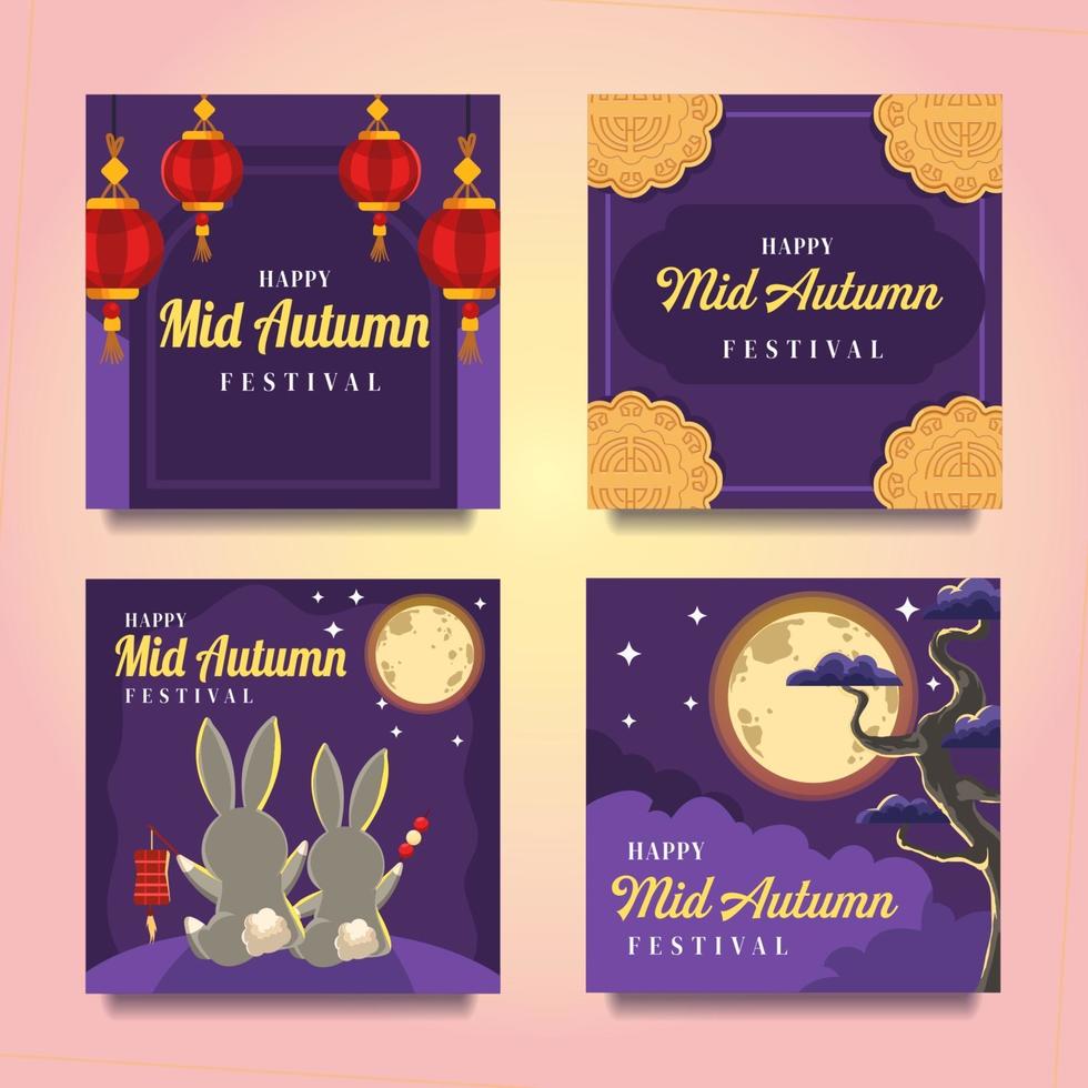 Moonlight Mid Autumn Card vector