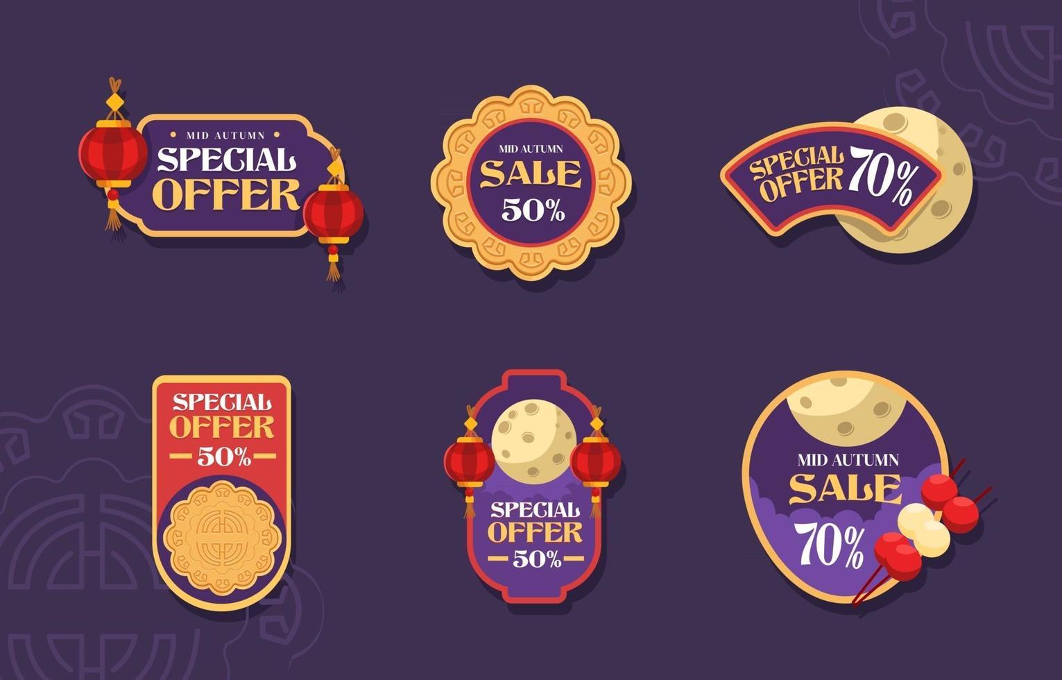 Mid Autumn Wonderful Special Offer Badges vector