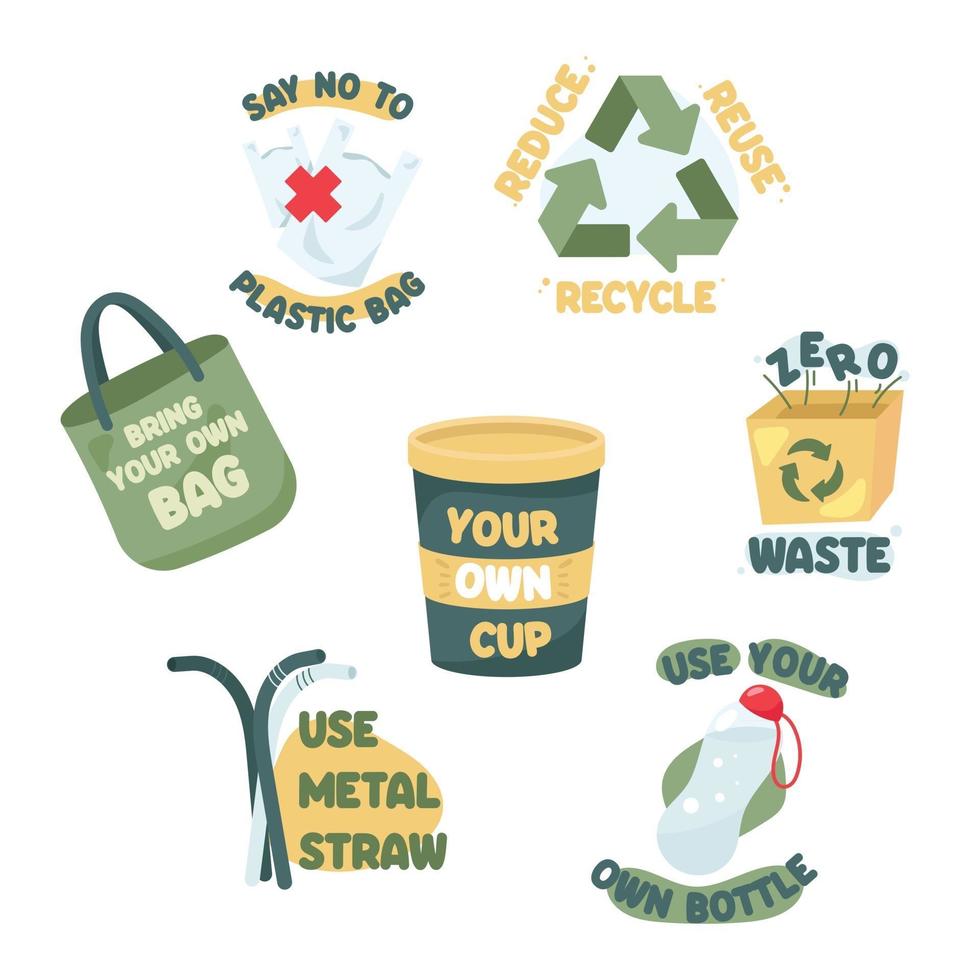 No Plastic Campaign Icons vector