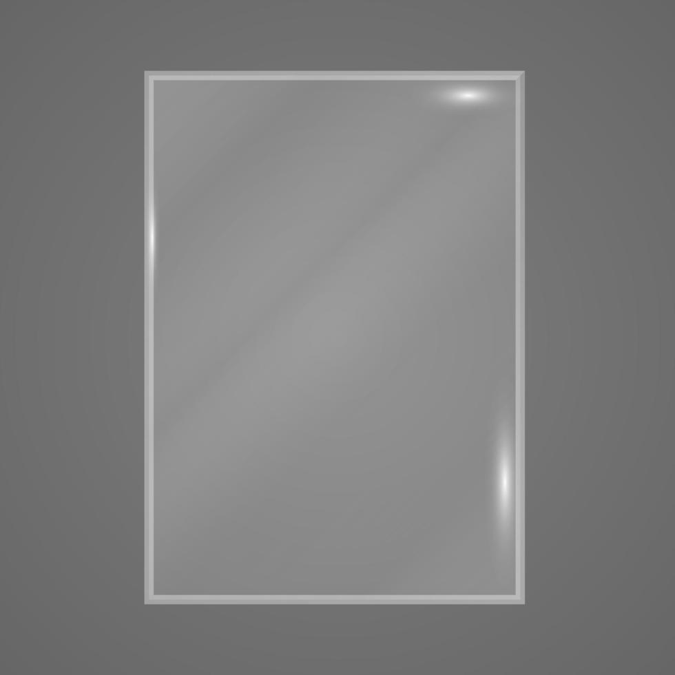 Transparent glass plate on gray background vector