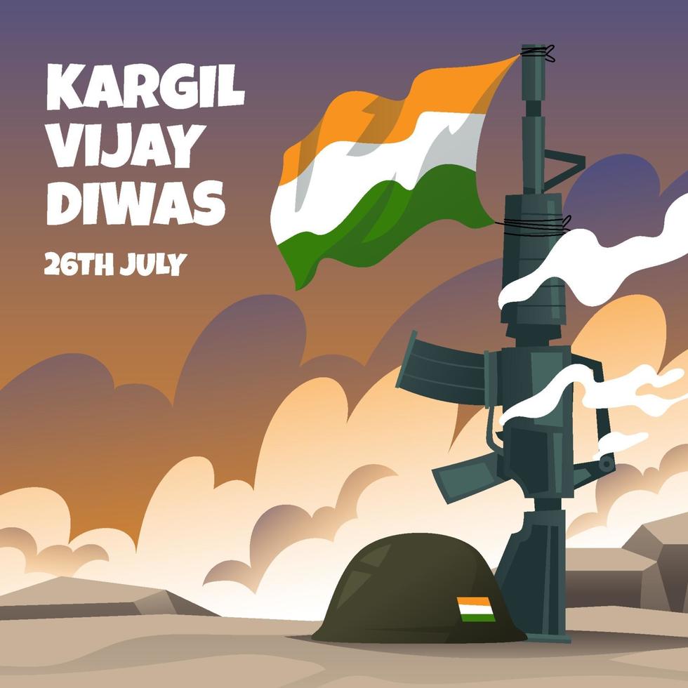 arma y casco para kargil vijay diwas vector