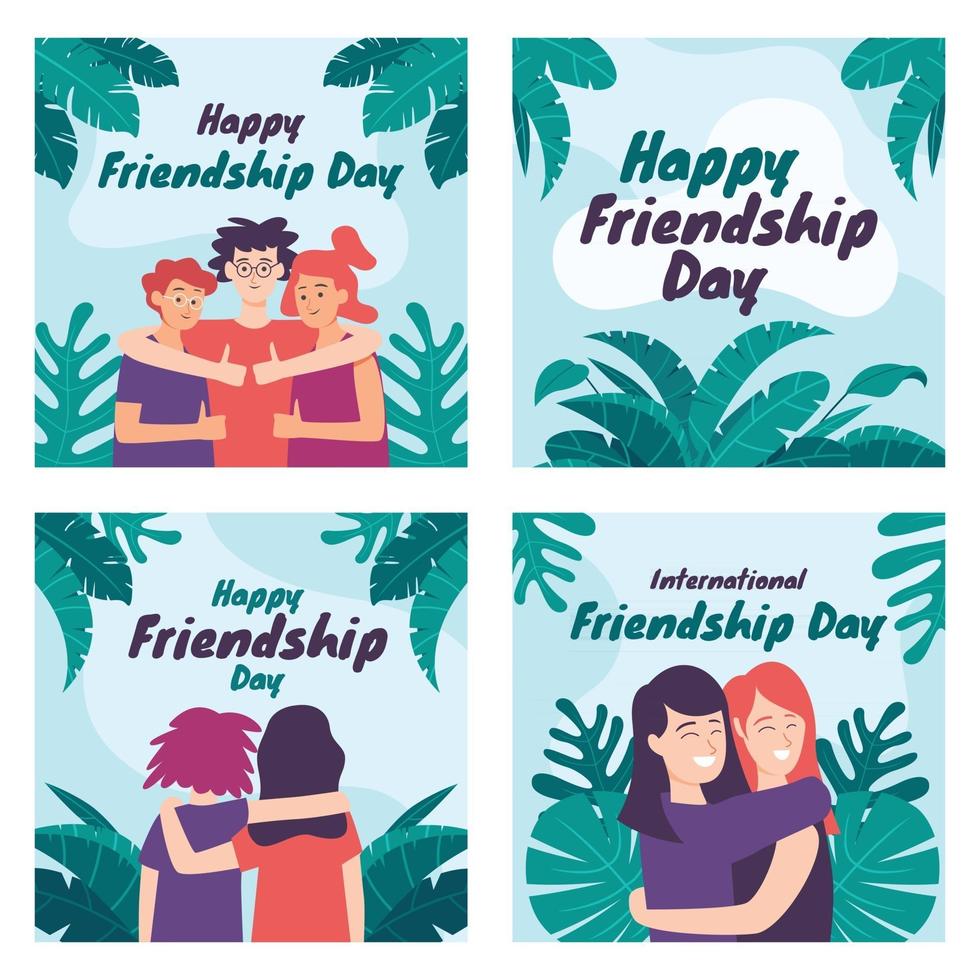 International Friendship Day Card Set vector